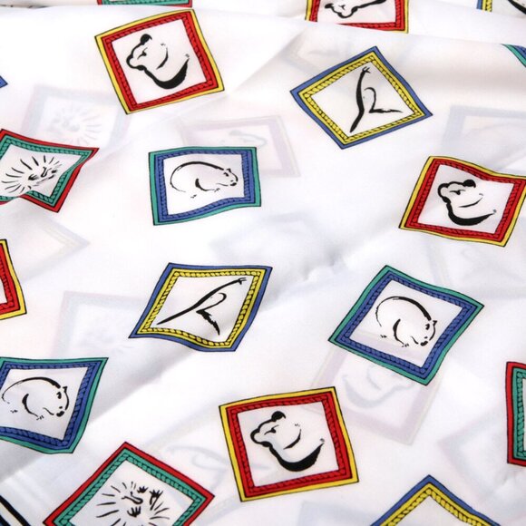 Vintage WEISS Australia Silky Poly Scarf Koala Wombat Italy Green White Animals - Picture 6 of 6